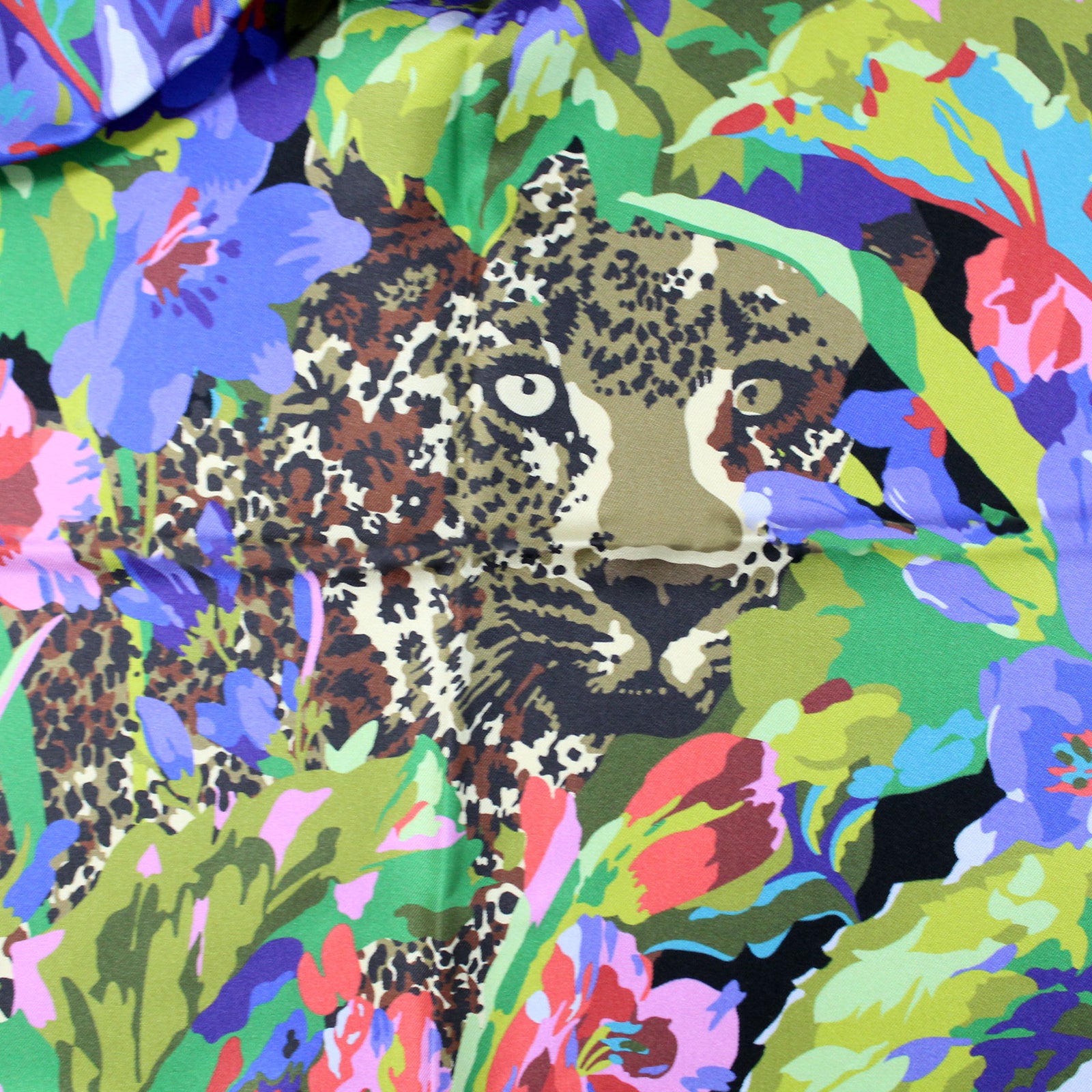 Liberty London Scarf Green Leopard - Twill Silk Square Foulard