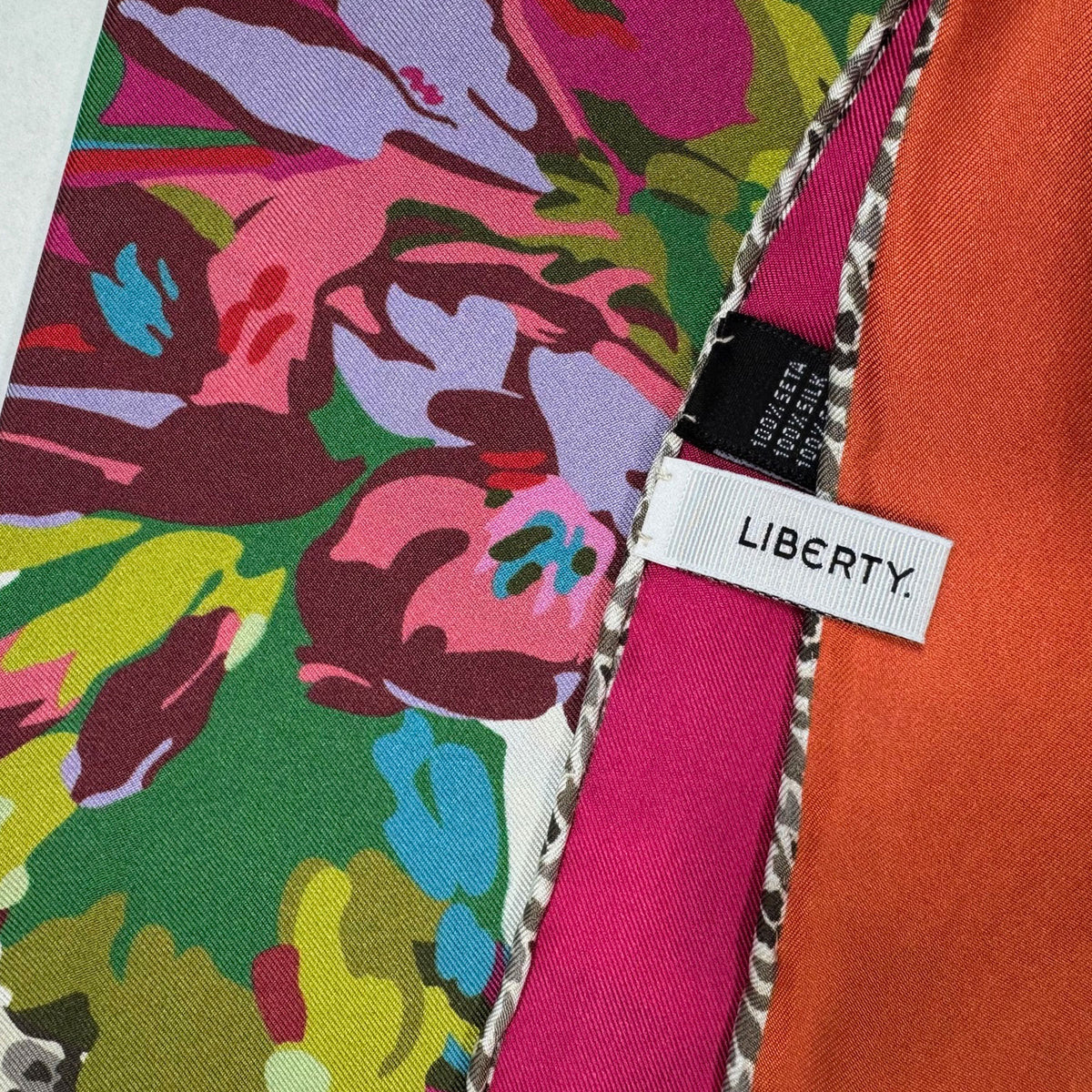 Liberty London Scarf Orange Leopard - Twill Silk Square Foulard