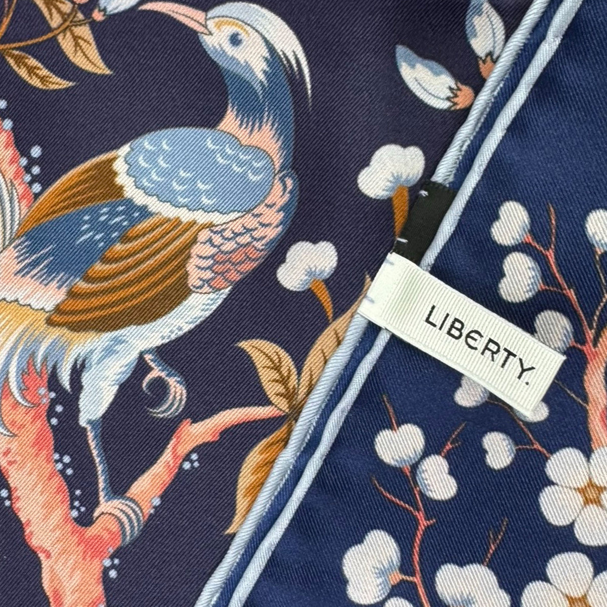 Liberty Scarf Navy Floral Print - Twill Silk Square Foulard
