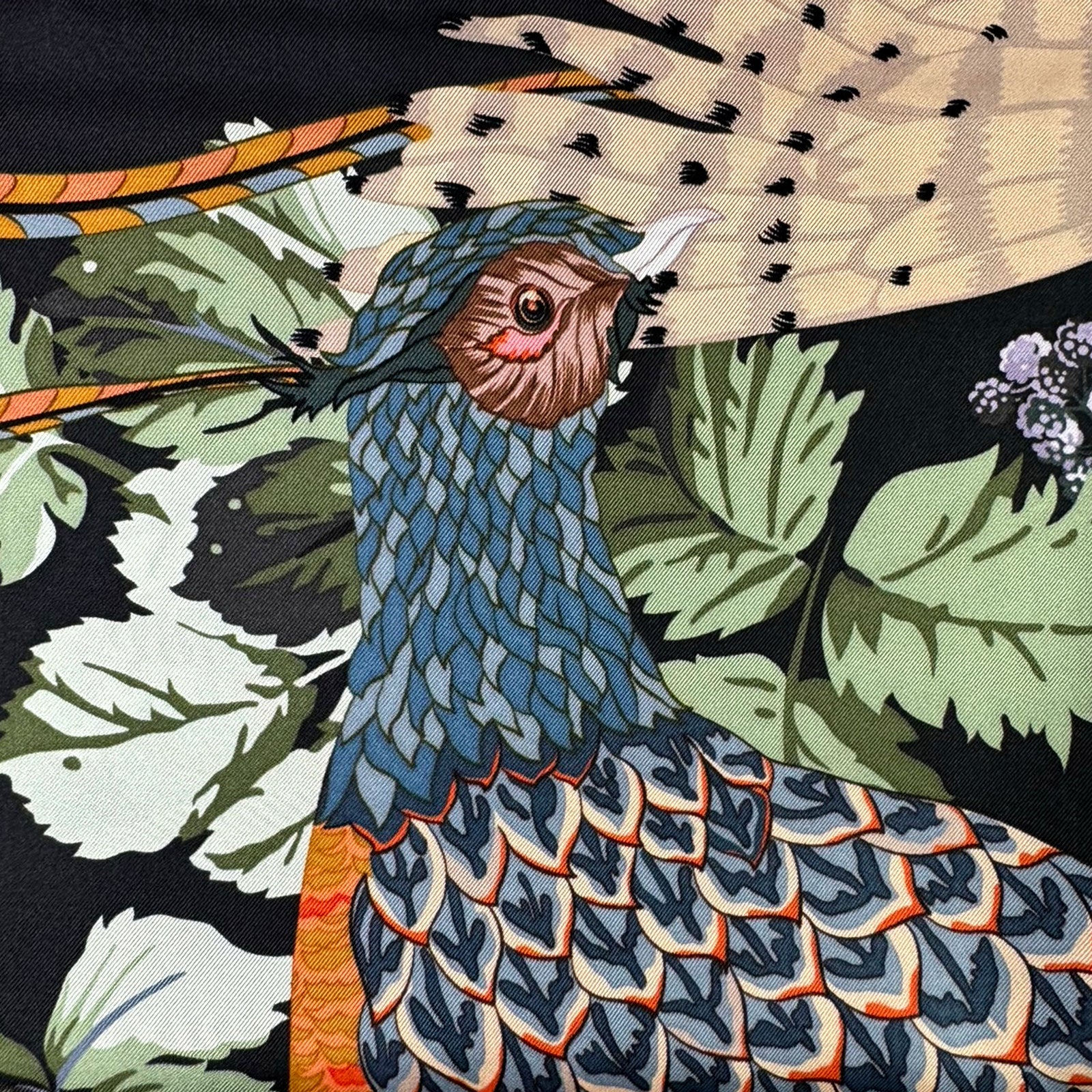 Liberty Scarf Black Green Floral - Twill Silk Square Foulard
