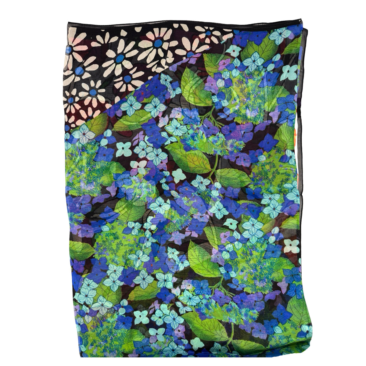 Liberty London Scarf Floral Patch Design - Extra Large Chiffon Silk Shawl