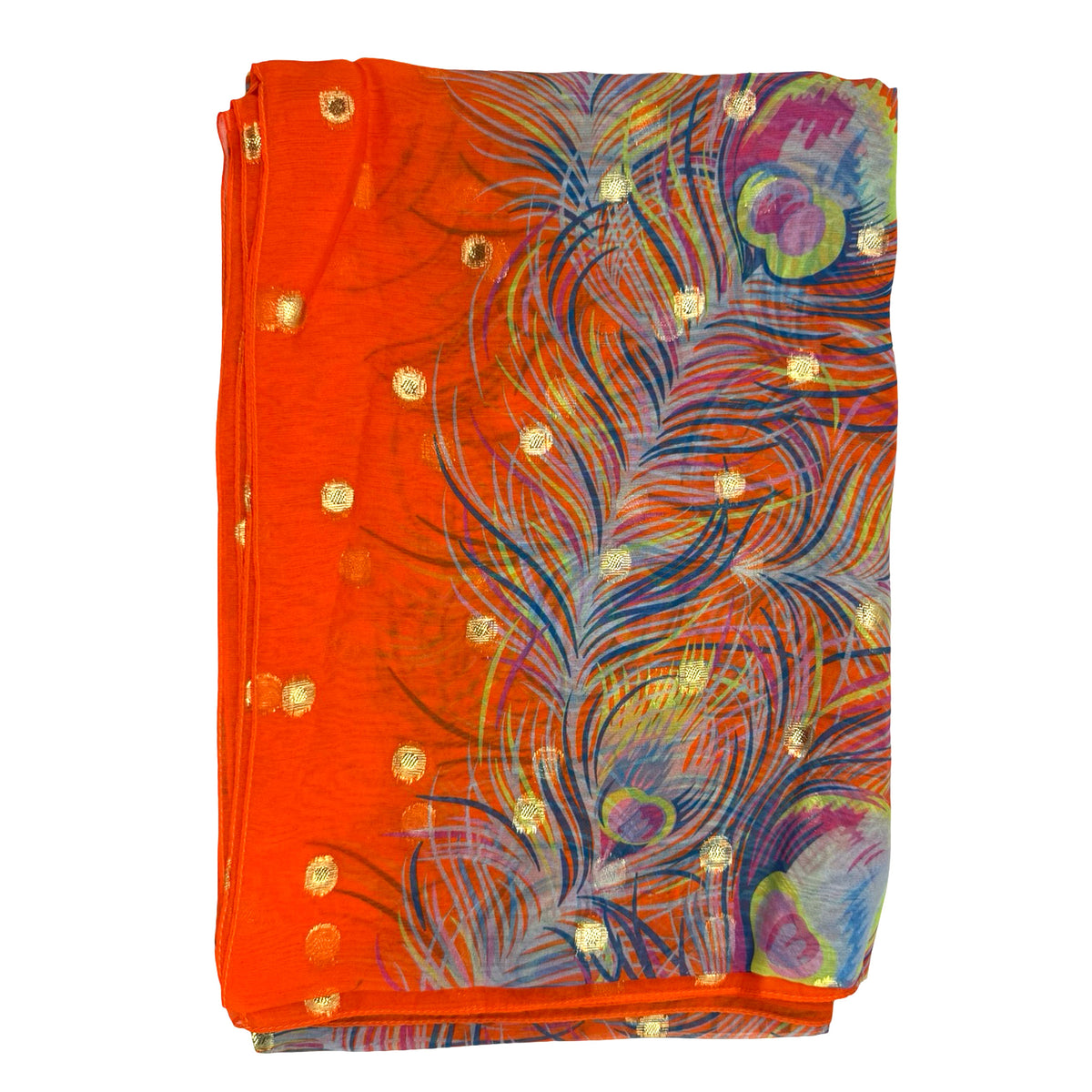 Liberty Scarf Orange Design - Extra Large Chiffon Silk Shawl