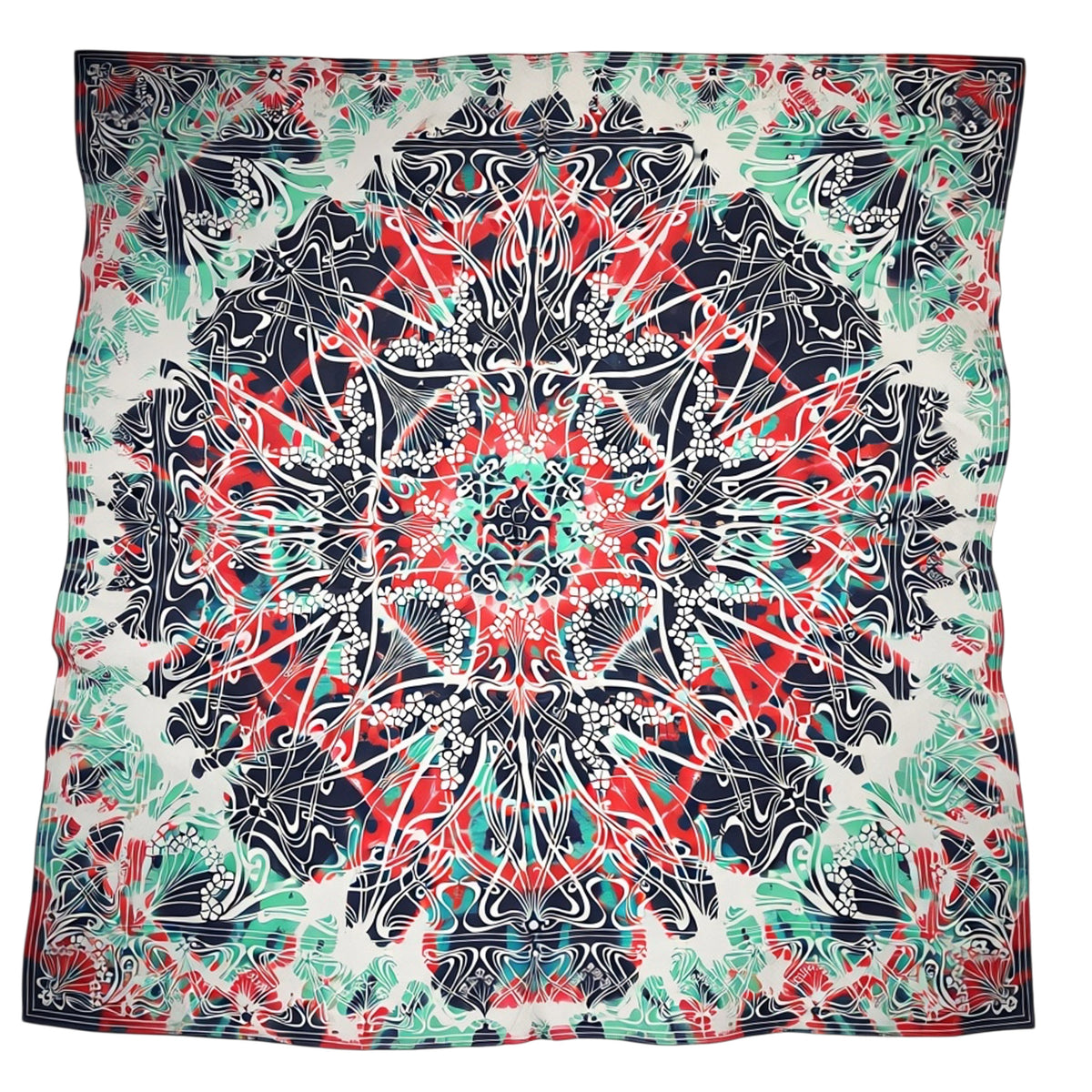 Liberty London Scarf Mint Red Midnight Blue Design 