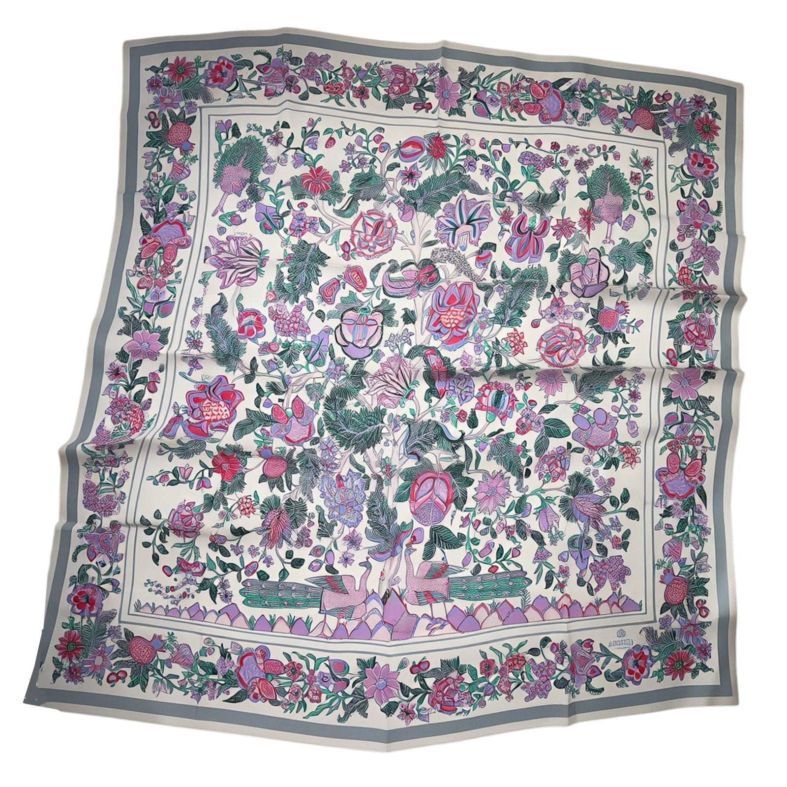 Liberty Scarf  White Floral - Extra Large Chiffon Silk Square Shawl