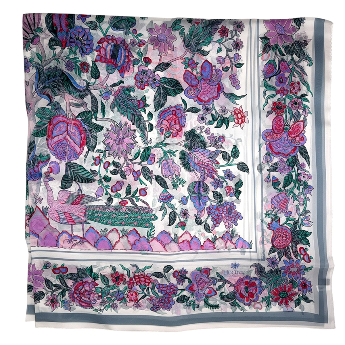 Liberty Scarf  White Floral - Extra Large Chiffon Silk Square Shawl