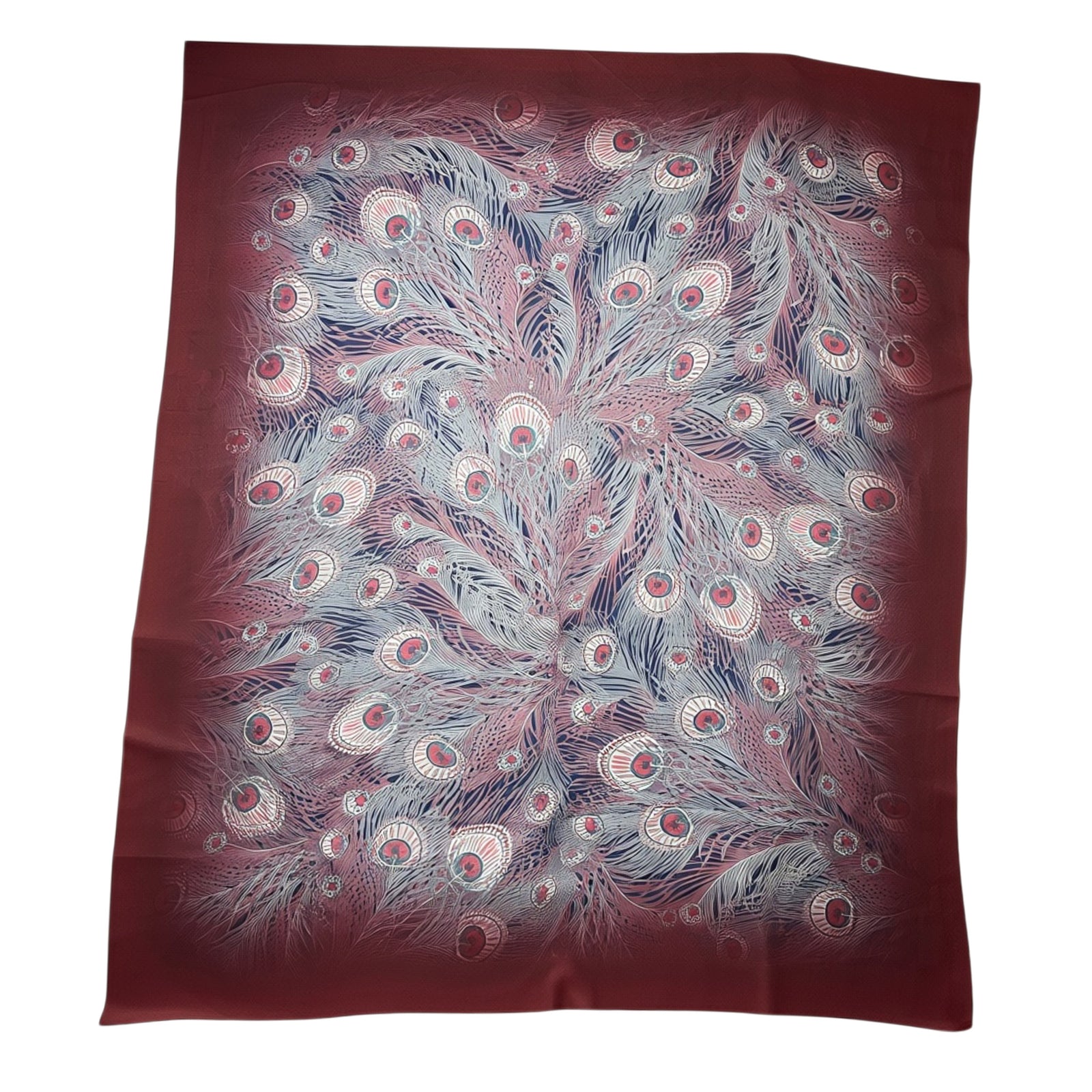 Liberty London Scarf Fuchsia Peacock Design - Extra Large Chiffon Silk Shawl SALE