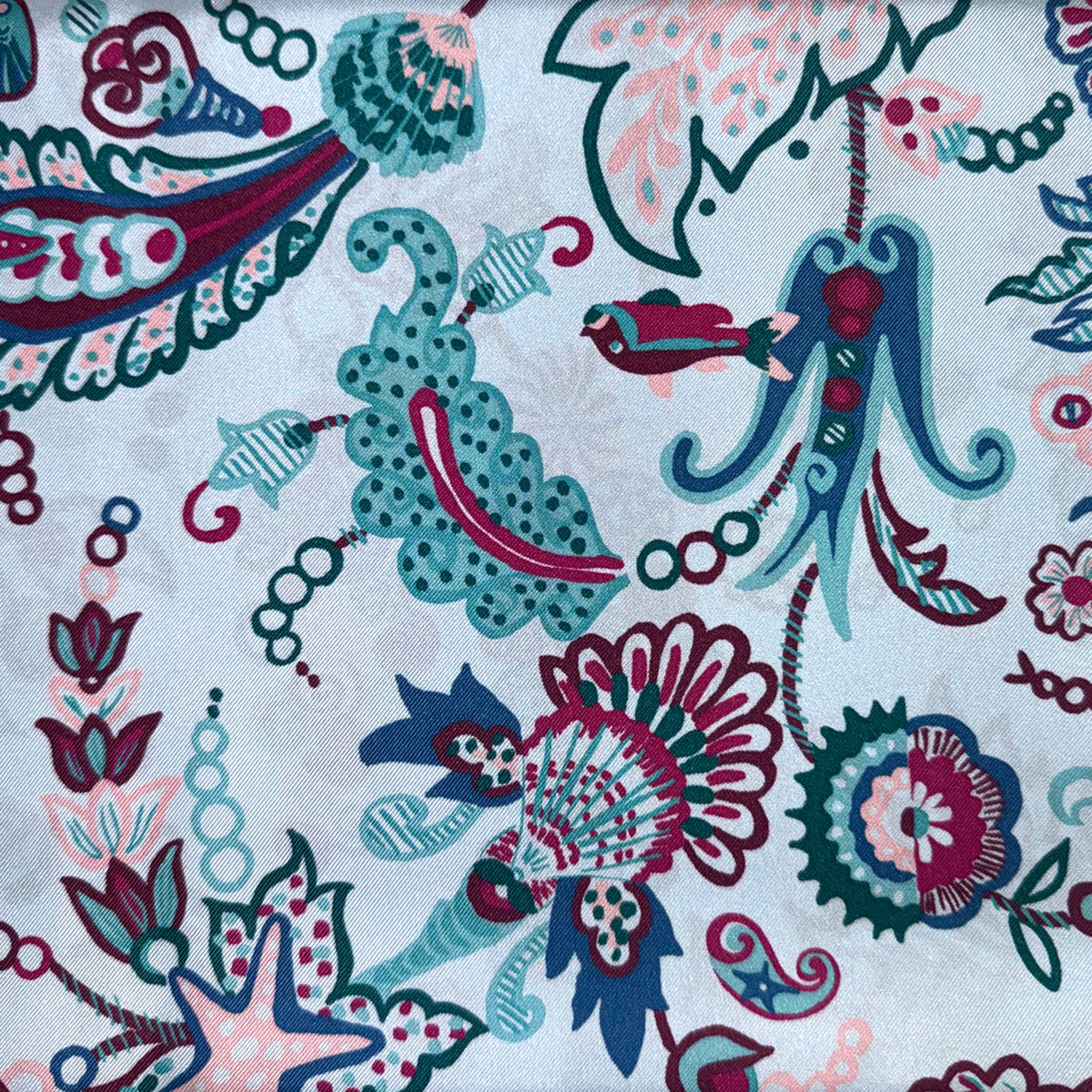 Liberty Scarf Blue Sea Creatures - Twill Silk Foulard