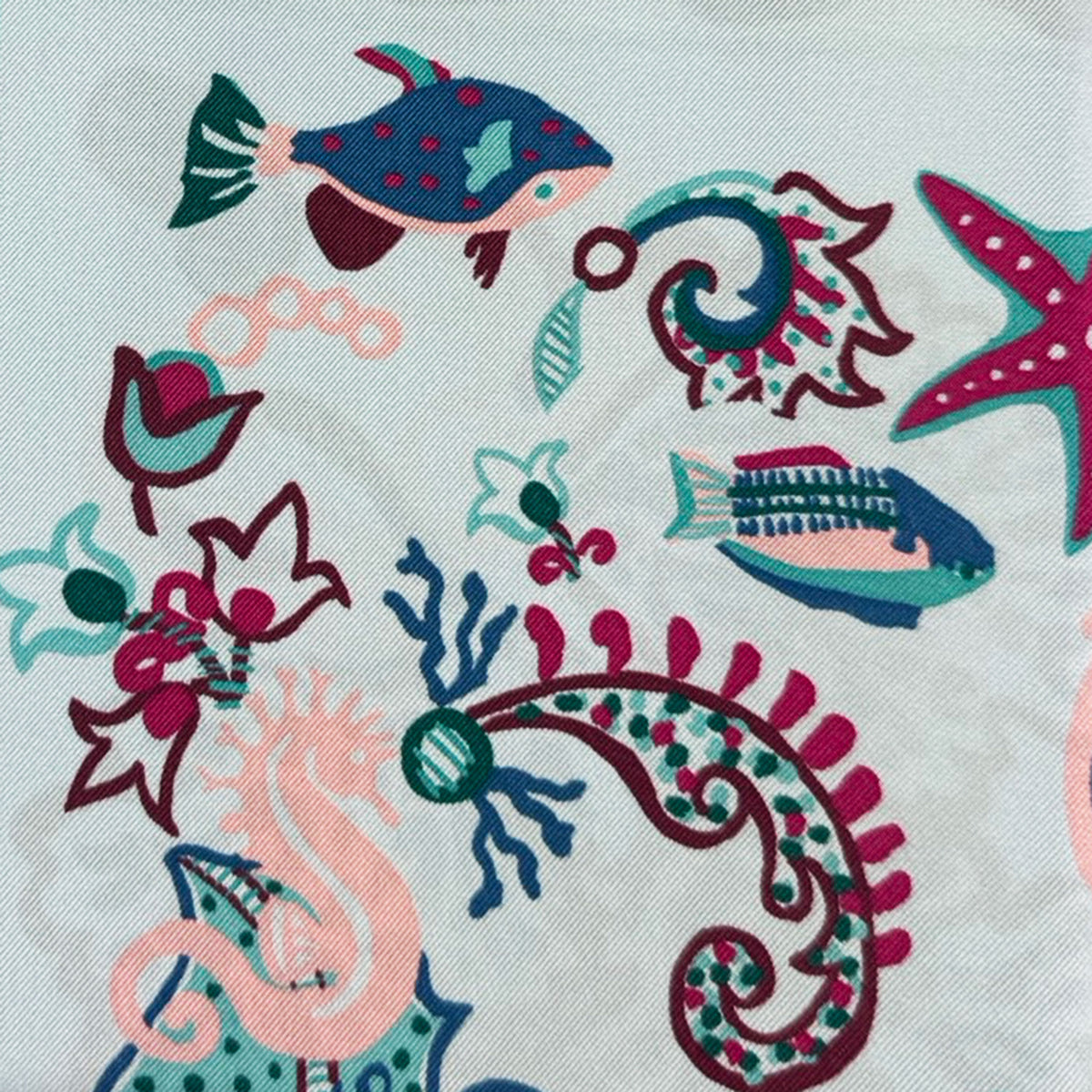 Liberty Scarf Sky Blue Ocean Creatures - Twill Silk Square Foulard