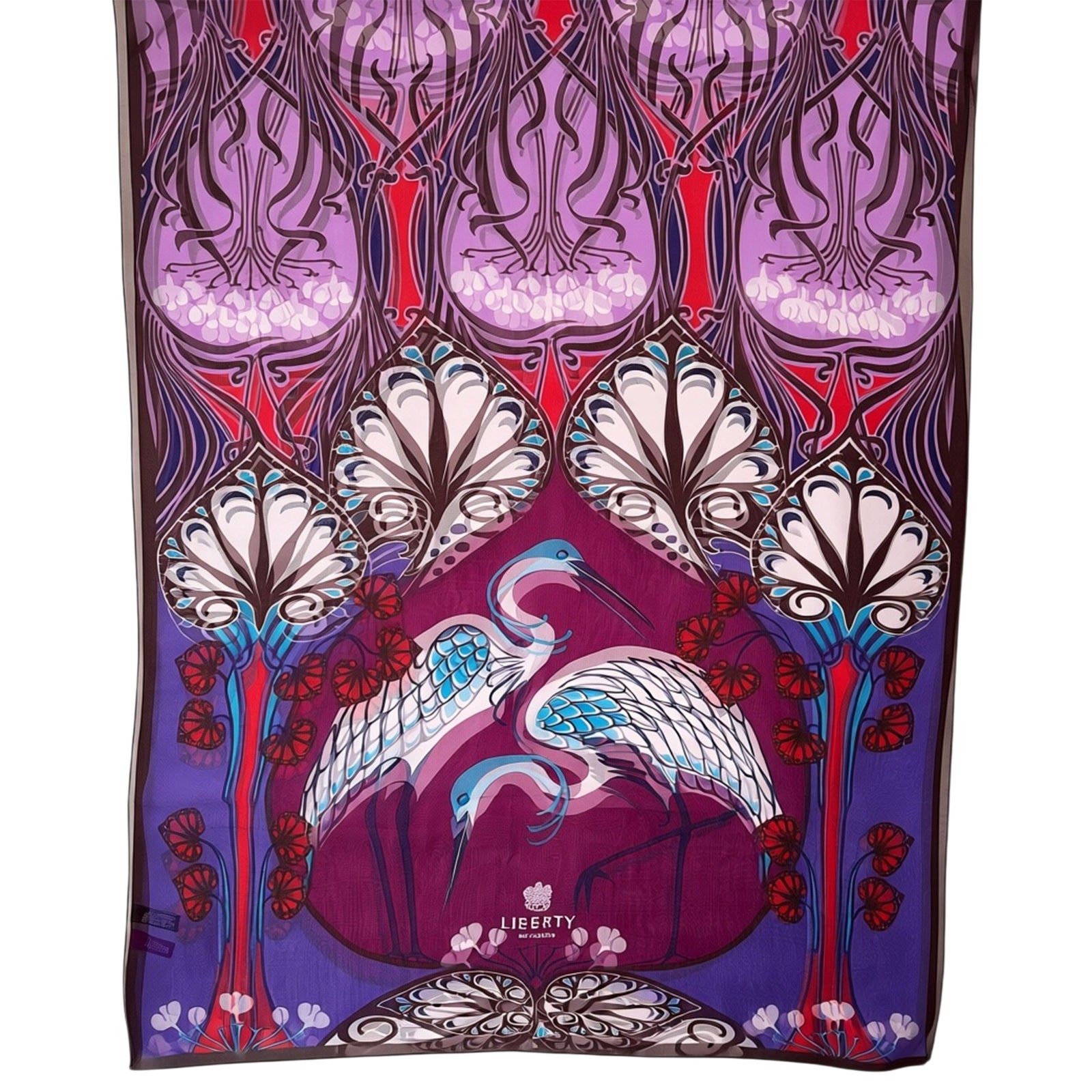 Liberty London Scarf Purple Maroon Red Design - Chiffon Silk Shawl