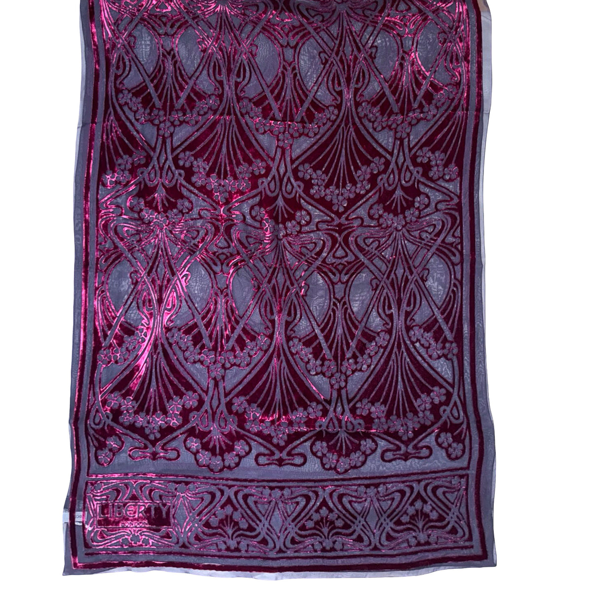 Liberty Scarf Bordeaux Design - Silk Blend Shawl