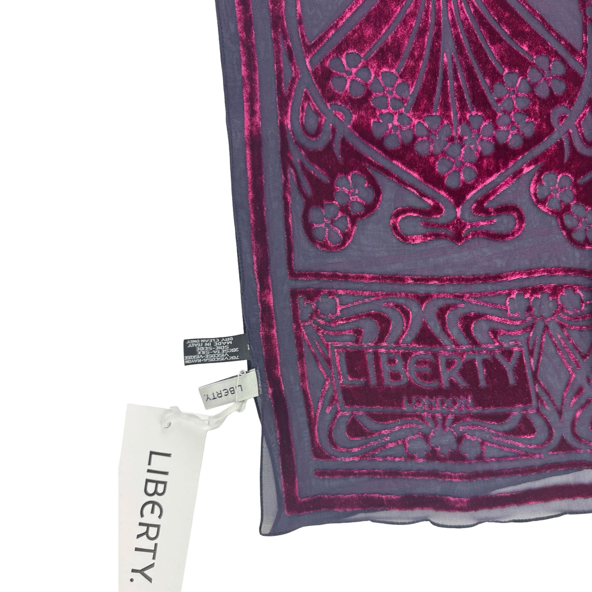 Liberty Scarf Bordeaux Design - Sheer Silk Velvet Shawl