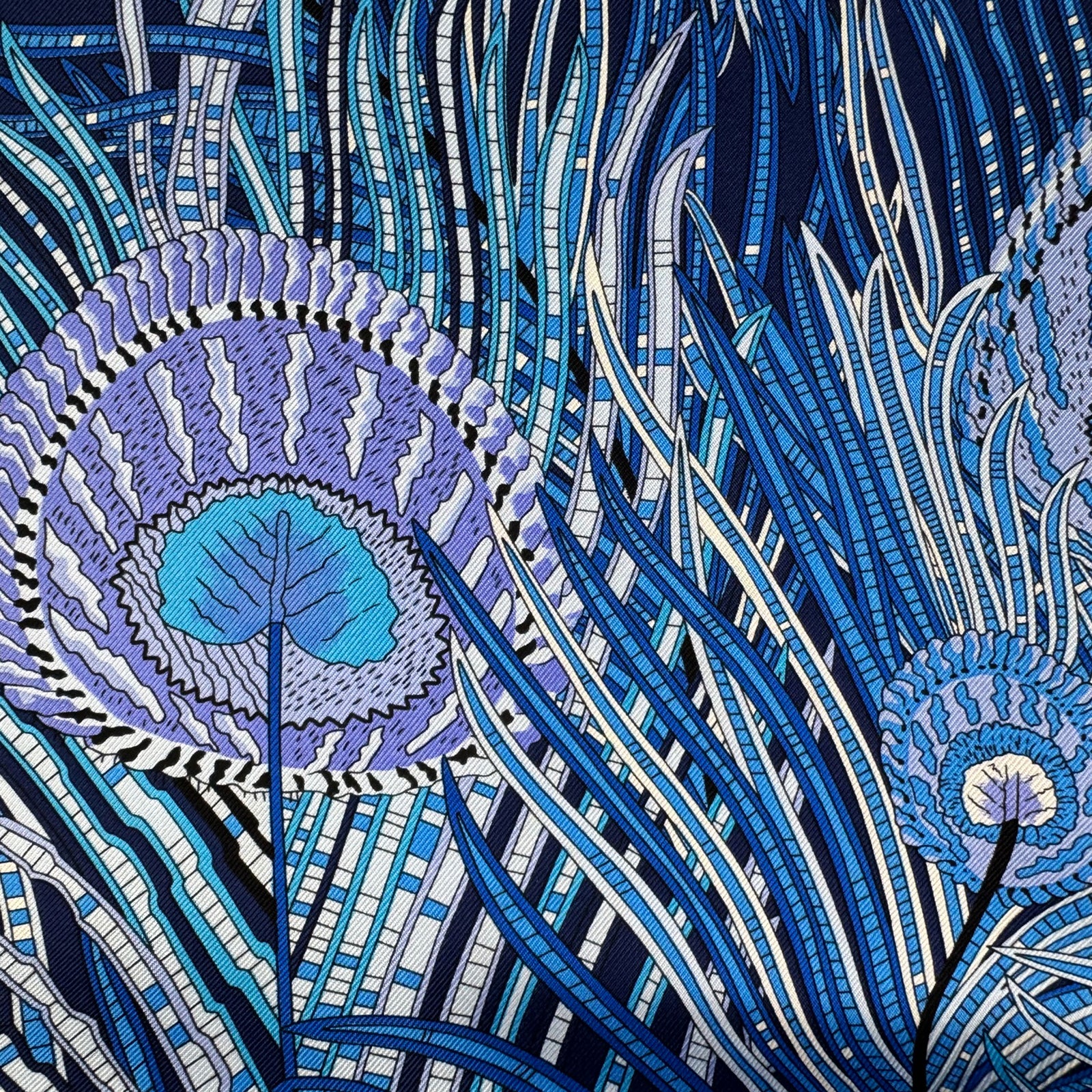 Liberty London Scarf Blue Peacock Feathers - Twill Silk Square Foulard