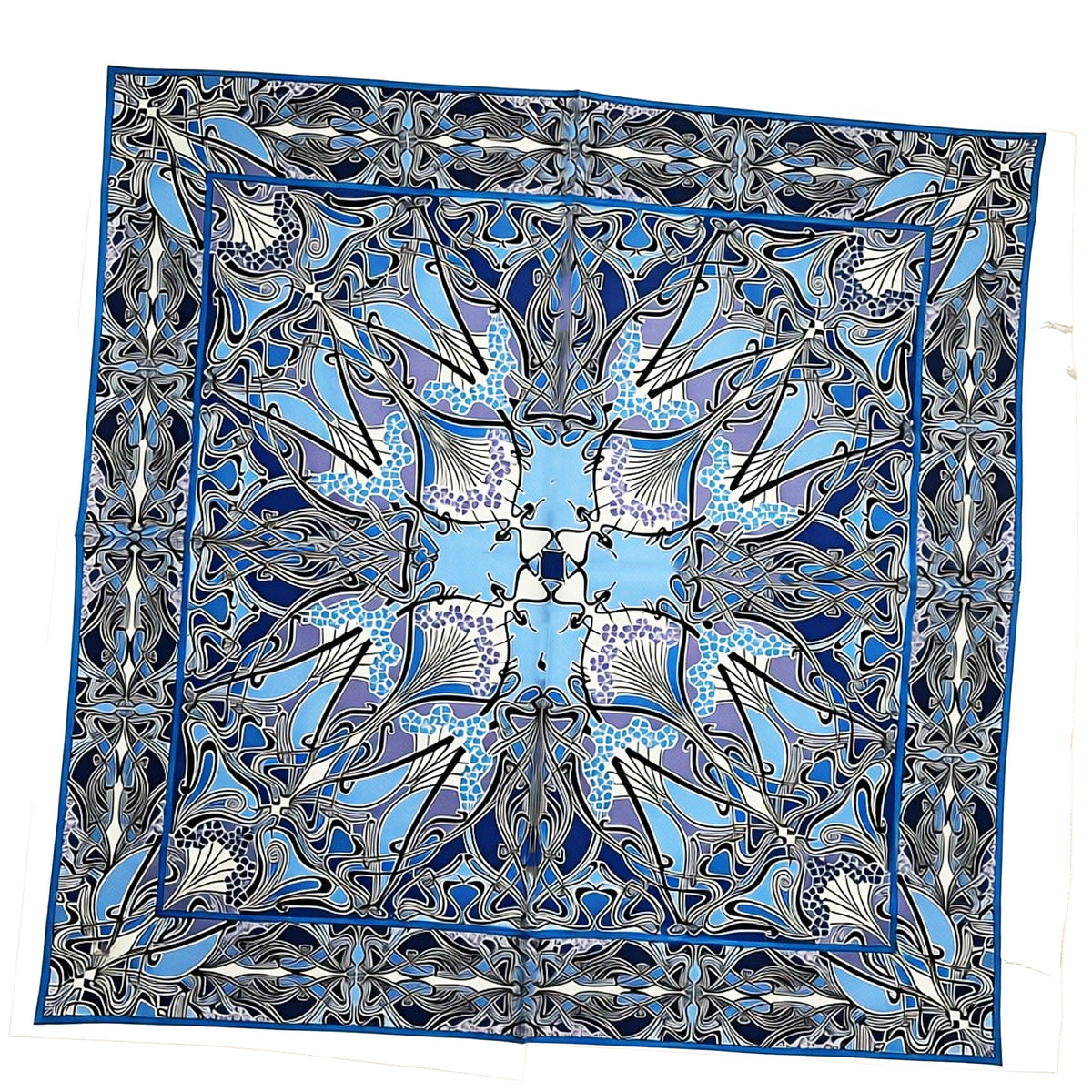 Liberty Scarf Blue Purple- Twill Silk Square Foulard