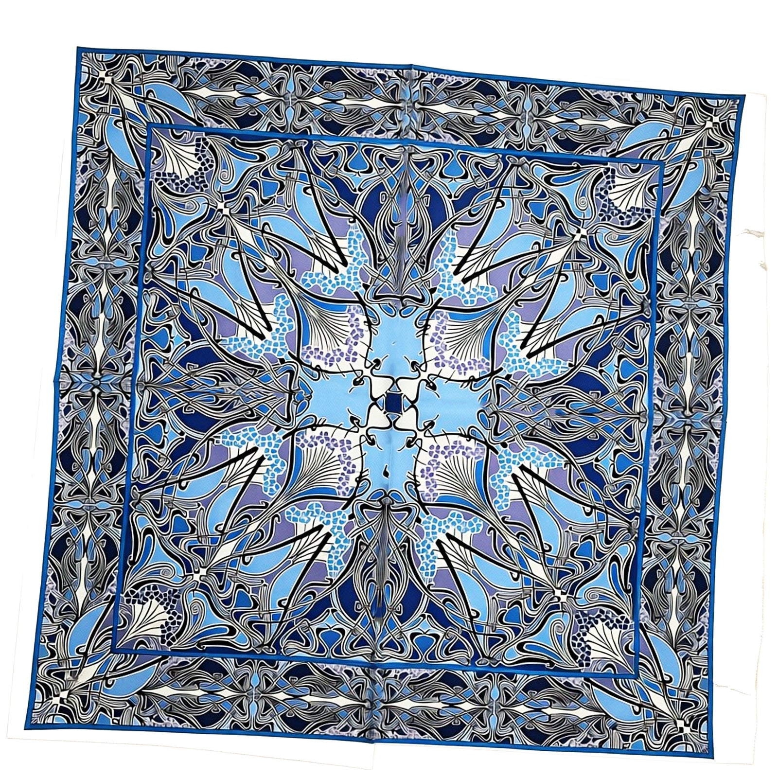 Liberty Scarf Blue Purple- Twill Silk Square Foulard
