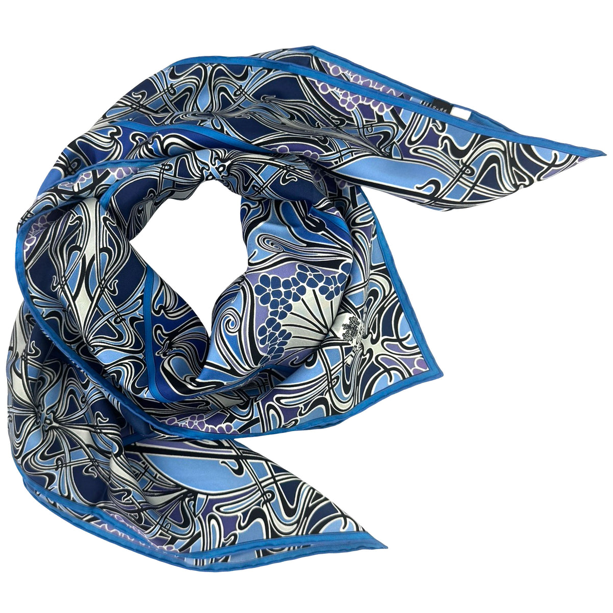 Liberty Scarf Blue Purple- Twill Silk Square Foulard