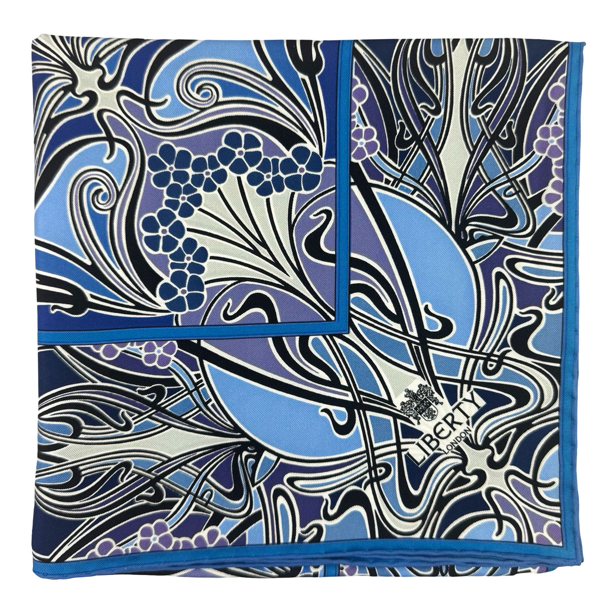 Liberty Scarf Blue Purple- Twill Silk Square Foulard