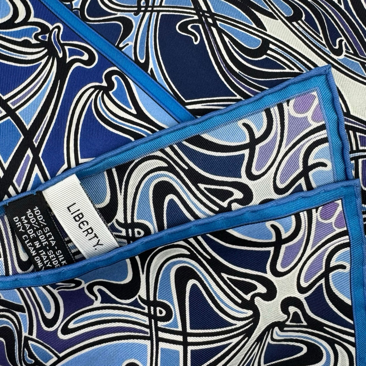 Liberty Scarf Blue Purple- Twill Silk Square Foulard