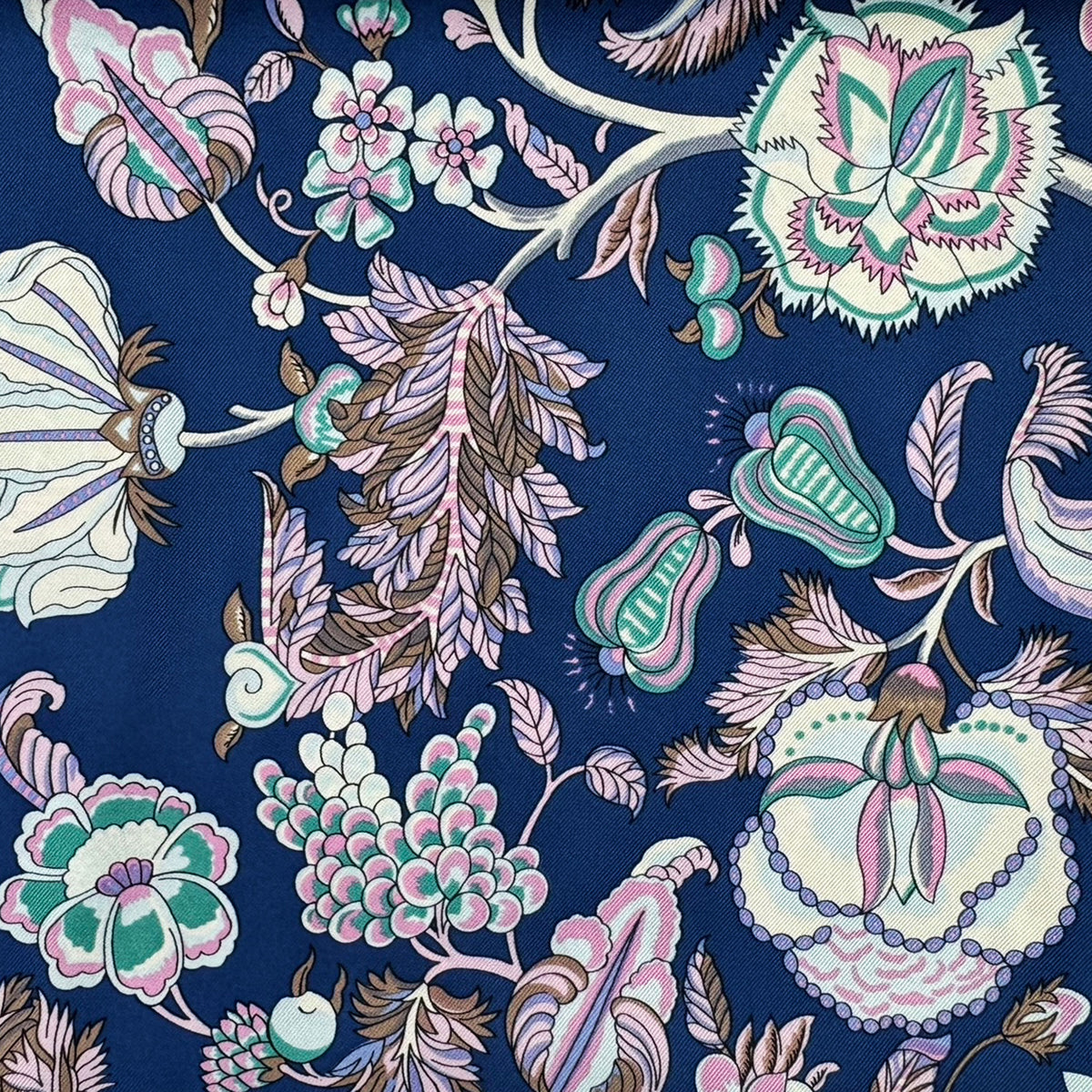 Liberty Scarf Blue Pink Botanical Floral - Twill Silk Square Foulard