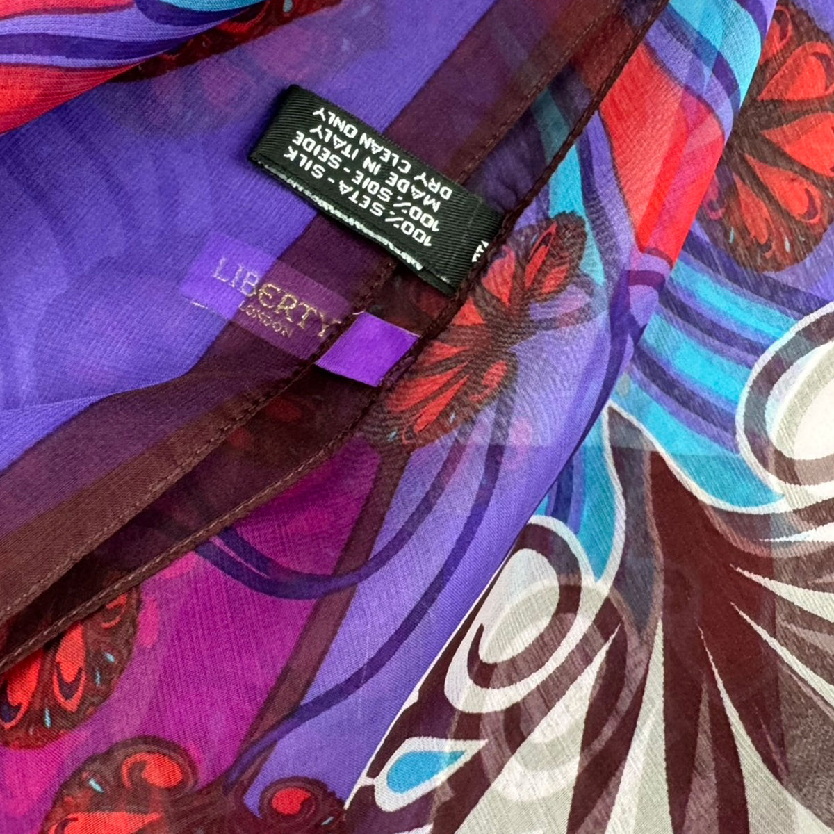 Liberty Scarf Purple Design - Chiffon Silk Shawl