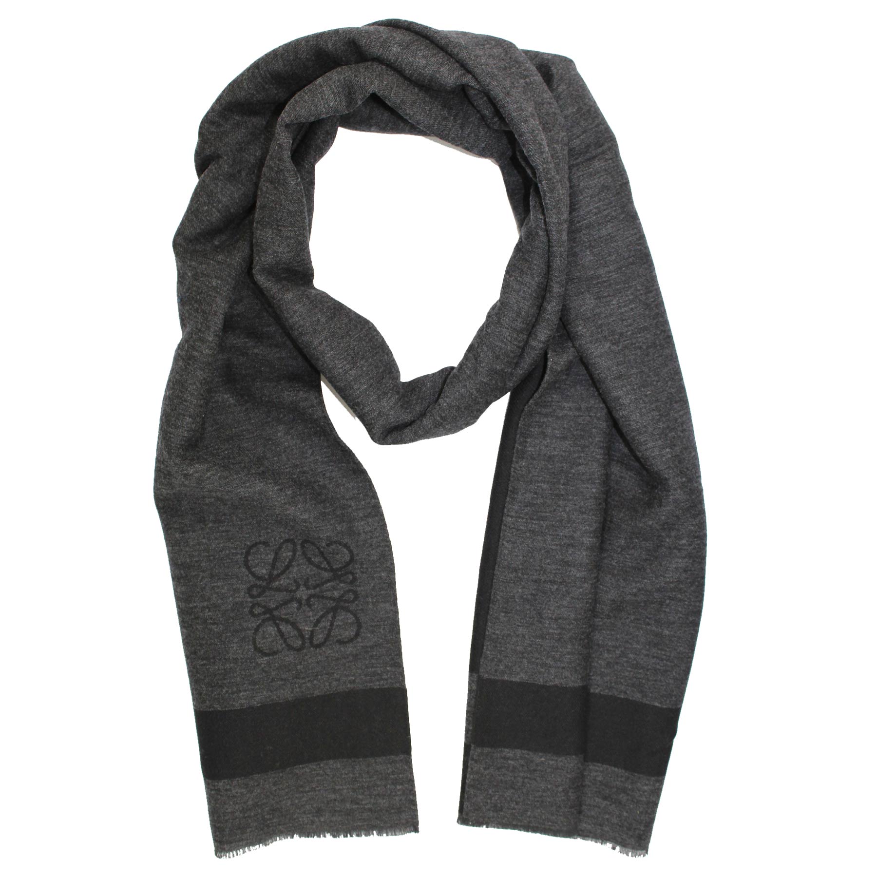 Loewe Anagram Scarf Charcoal Gray Black