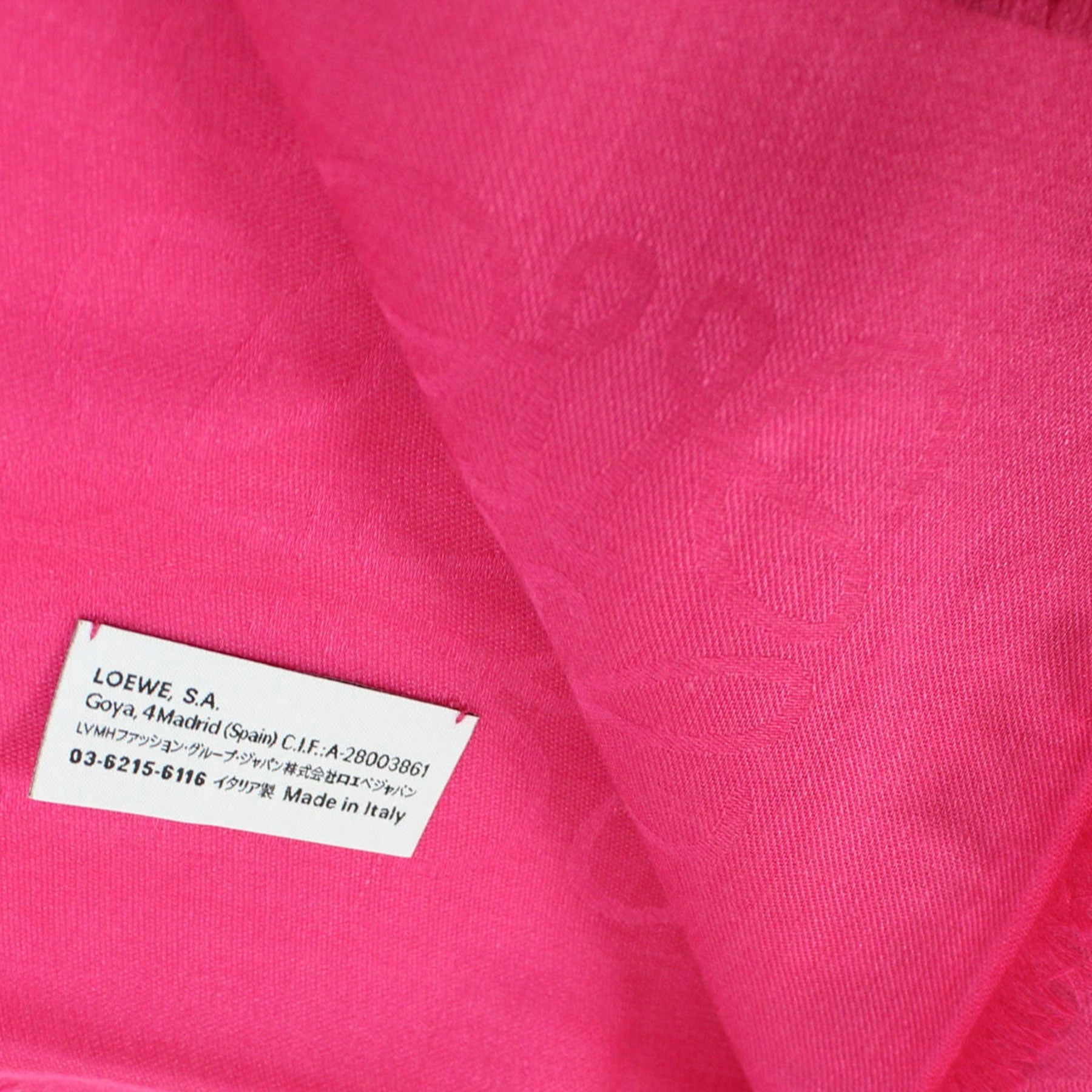 Loewe Anagram Scarf Fuchsia Solid Anagram - Wool Silk Cashmere Shawl