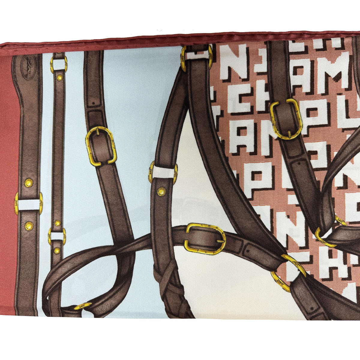 Longchamp Silk Scarf Equestrian Design 