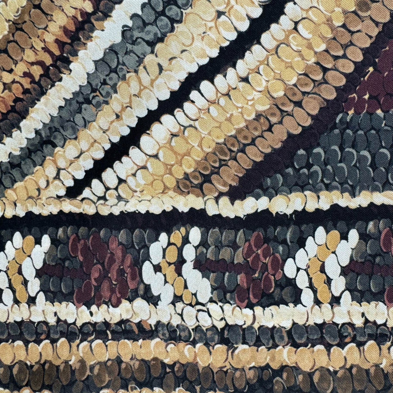 Longchamp Silk Scarf Brown Green Design - Square Foulard