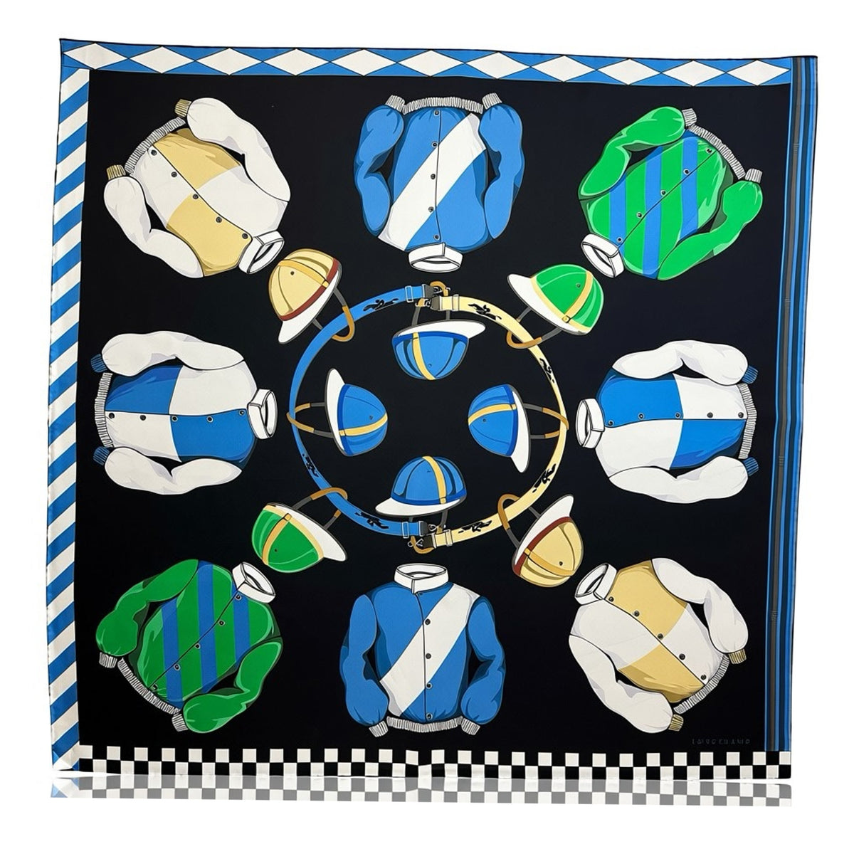 Longchamp Scarf Black Polo Shirts &amp; Hats Design - Square Twill Silk Foulard