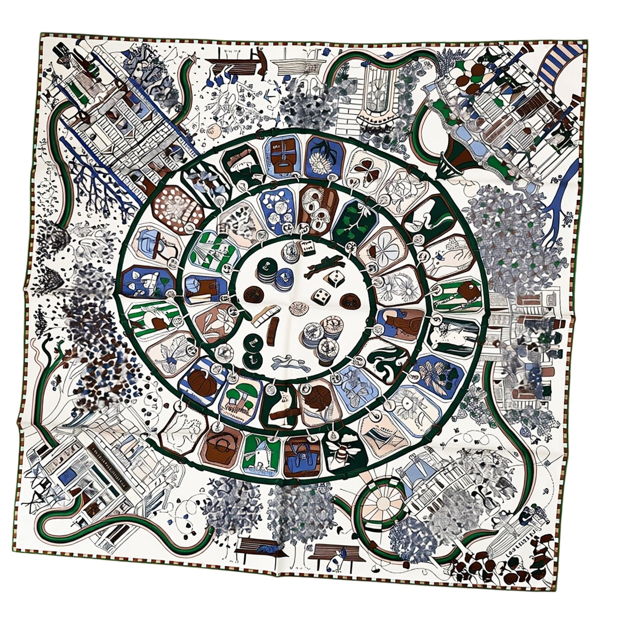 Longchamp Scarf Signature Design - Square Twill Silk Foulard