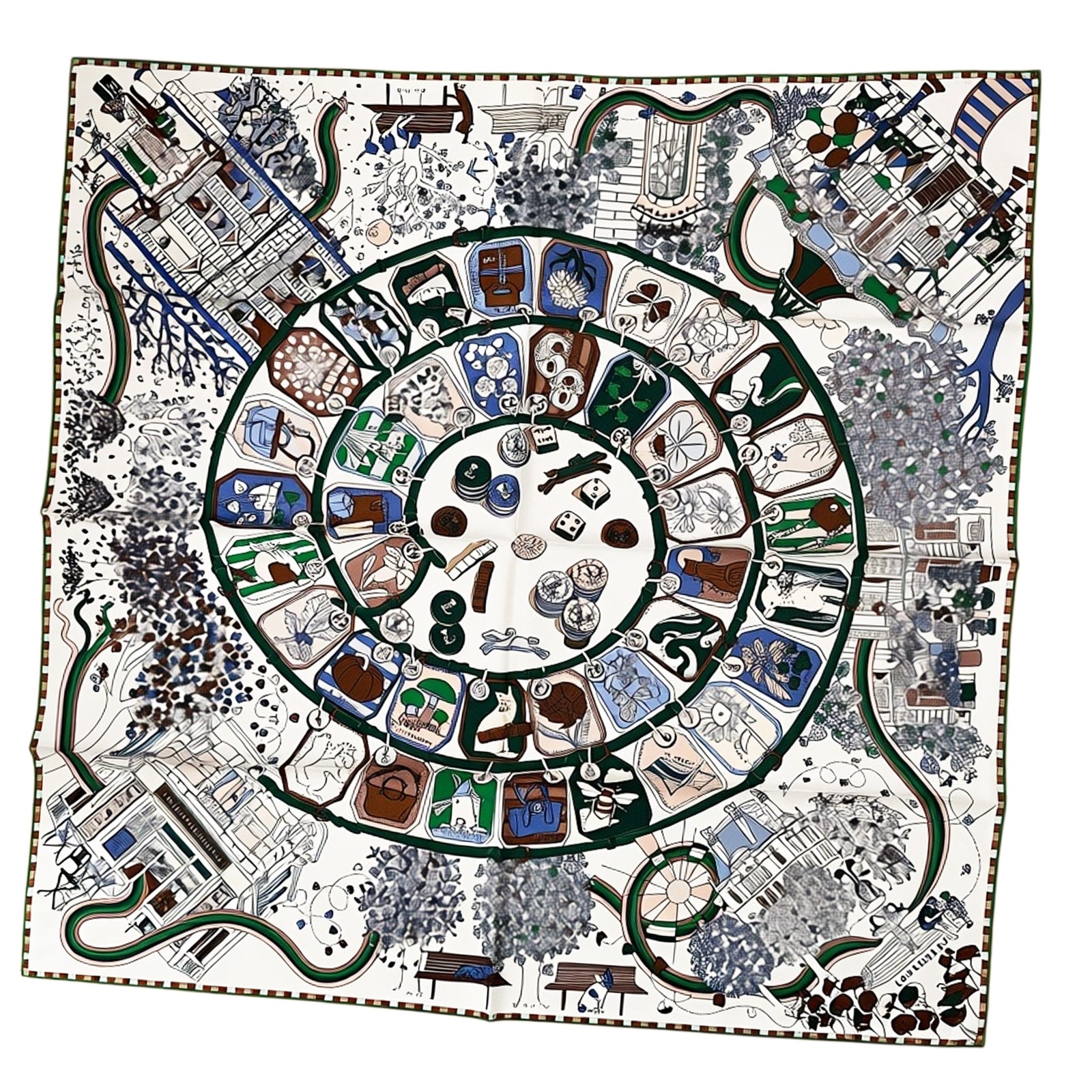 Longchamp Scarf Signature Design - Square Twill Silk Foulard
