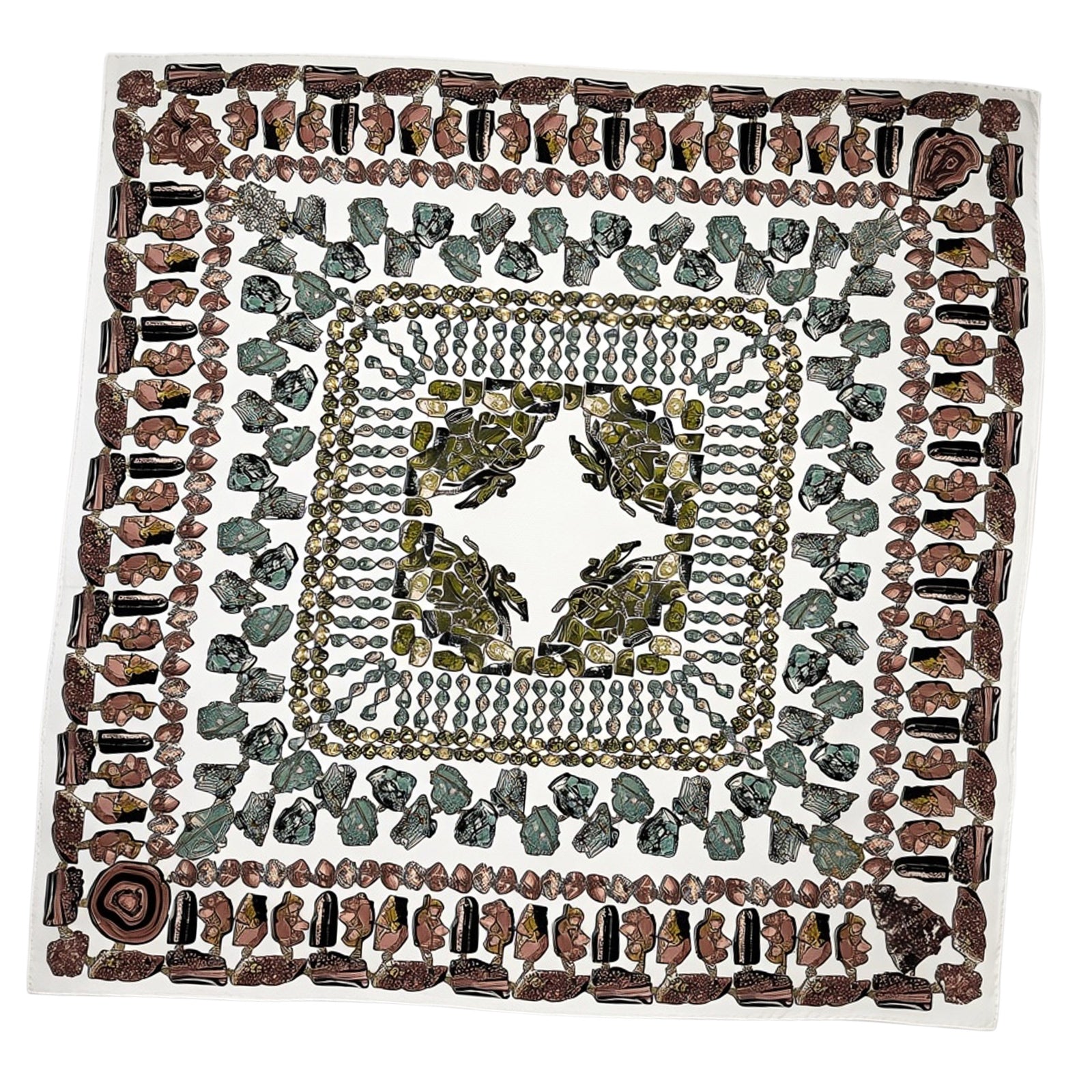 Longchamp Scarf Precious Stones - Square Twill Silk Foulard