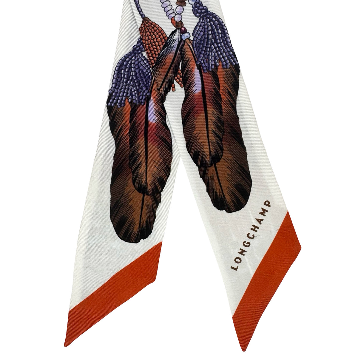 Longchamp Skinny Scarf Rust Orange Le Pliage Collier Massai Twilly