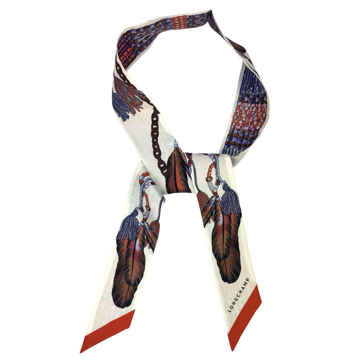 Longchamp Skinny Scarf Rust Orange Le Pliage Collier Massai Twilly
