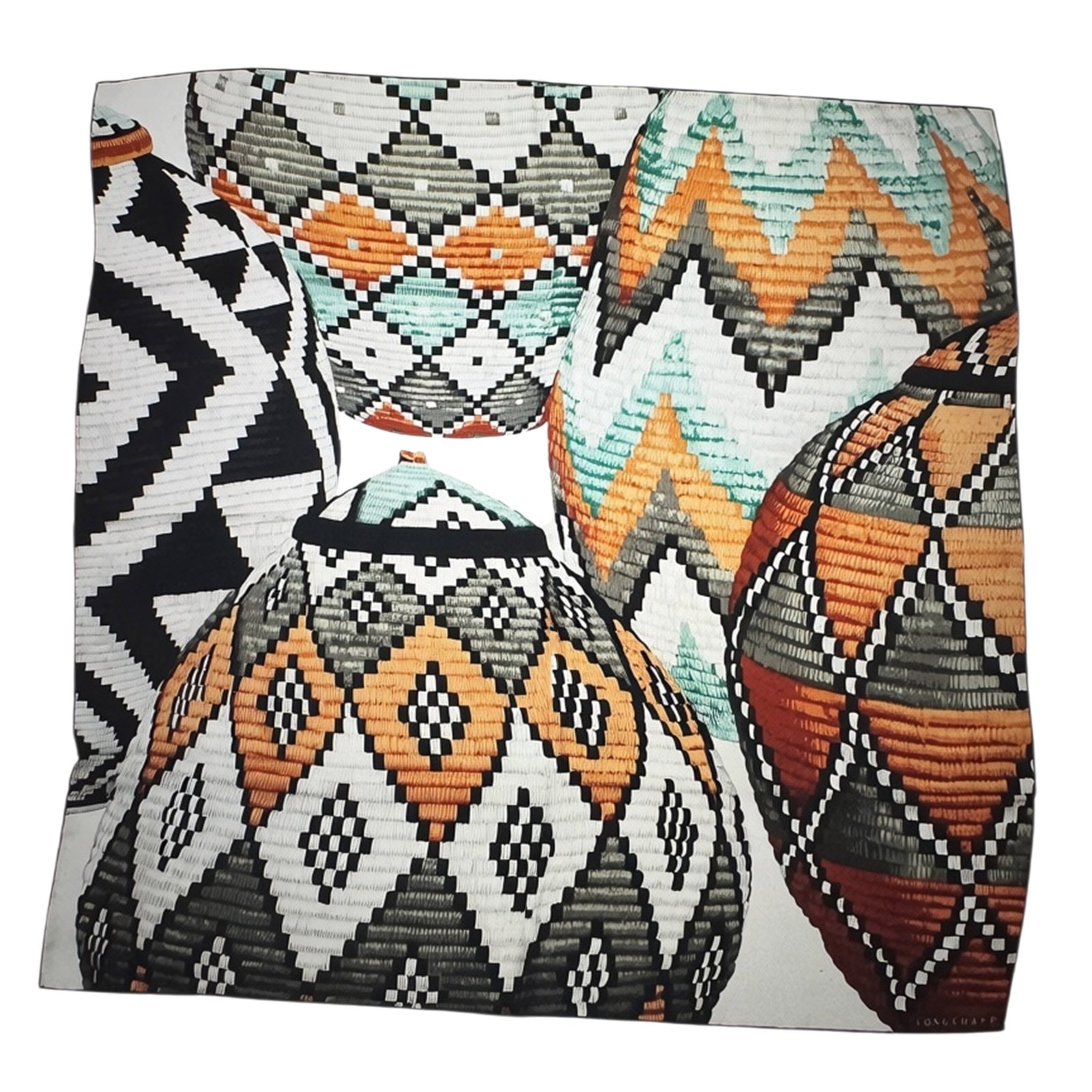 Longchamp Scarf Paniers d'Art - Large Twill Silk Square Scarf SALE