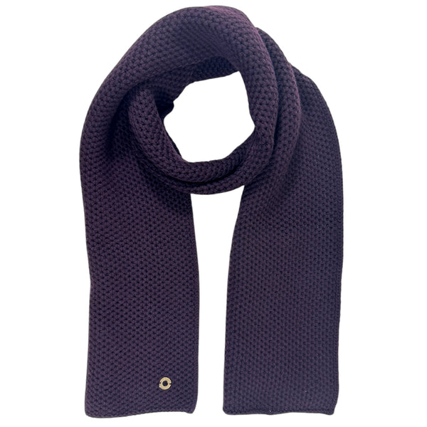 Loro Piana Cashmere Scarf Dark Aubergine Knitted Shawl Como Milano