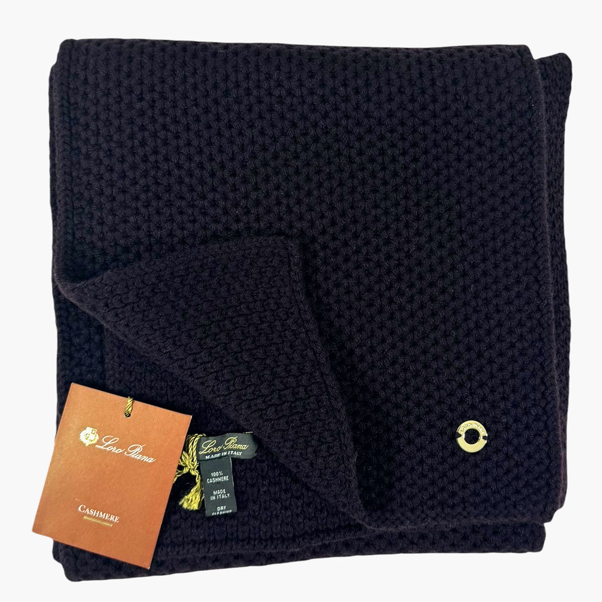 Loro Piana Cashmere Scarf Dark Aubergine Knitted Shawl