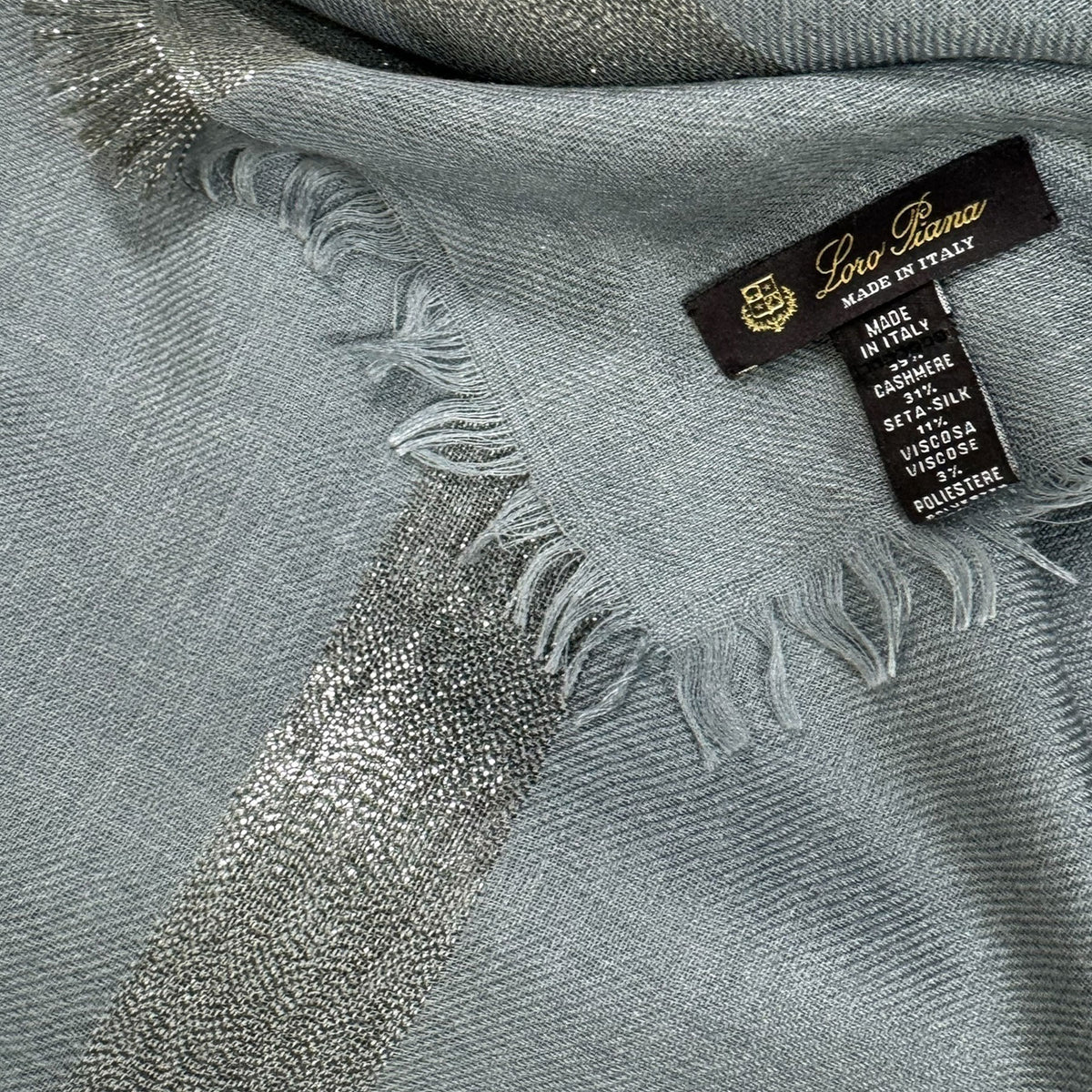Loro Piana Scarf Gray Design - Extra Large Cashmere Silk Square Shawl