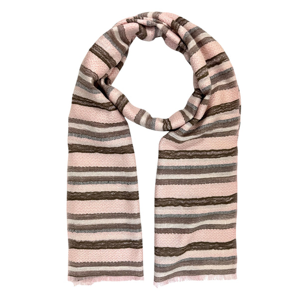 Loro Piana Scarf Pink Stripes Cotton Linen Silk Shawl FINAL SALE