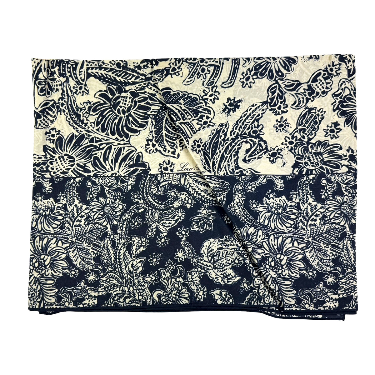 Loro Piana Scarf Navy Floral Design - Large Silk Square Foulard