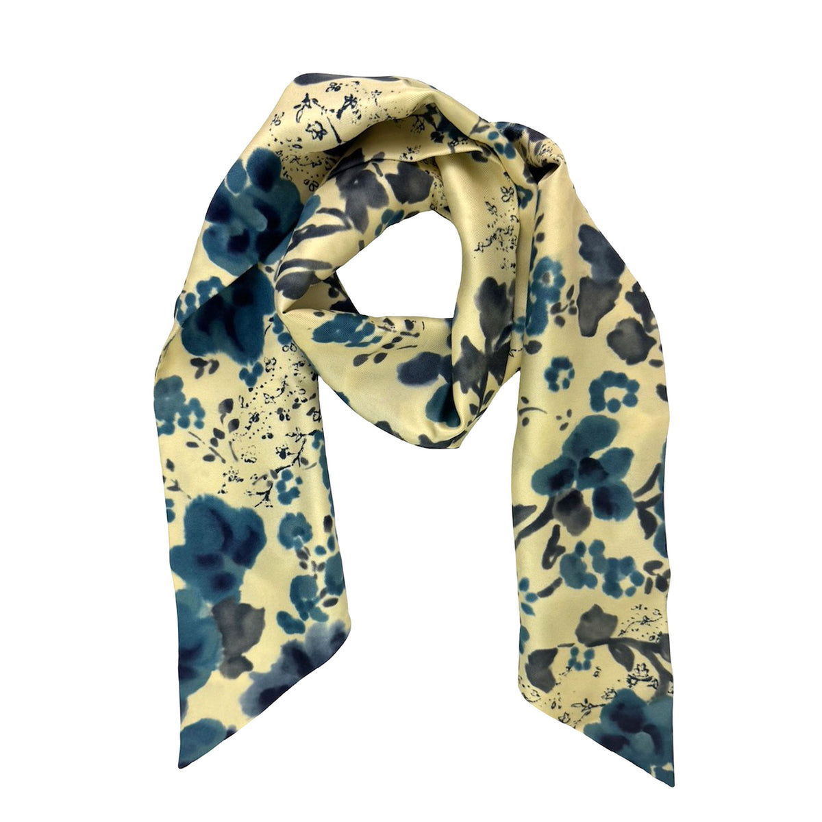 Loro Piana Silk Slim Scarf Blue Eyes Hill Floral
