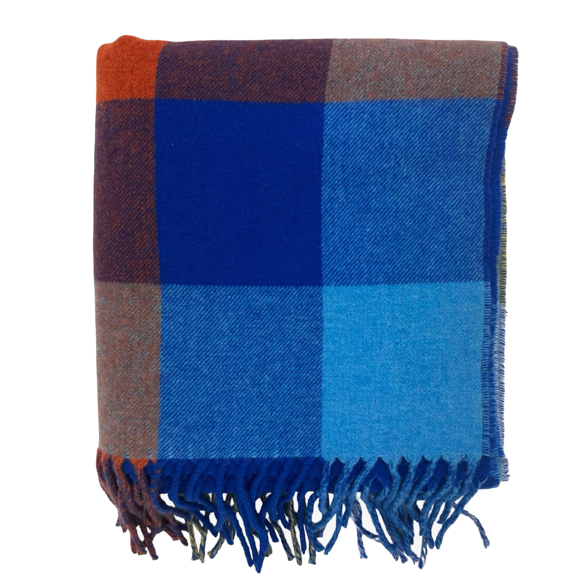 Loro Piana Cashmere Scarf Grande Check Royal Blue