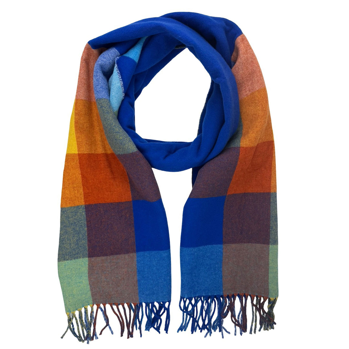 New Loro Piana Cashmere Scarf Grande Check Royal Blue