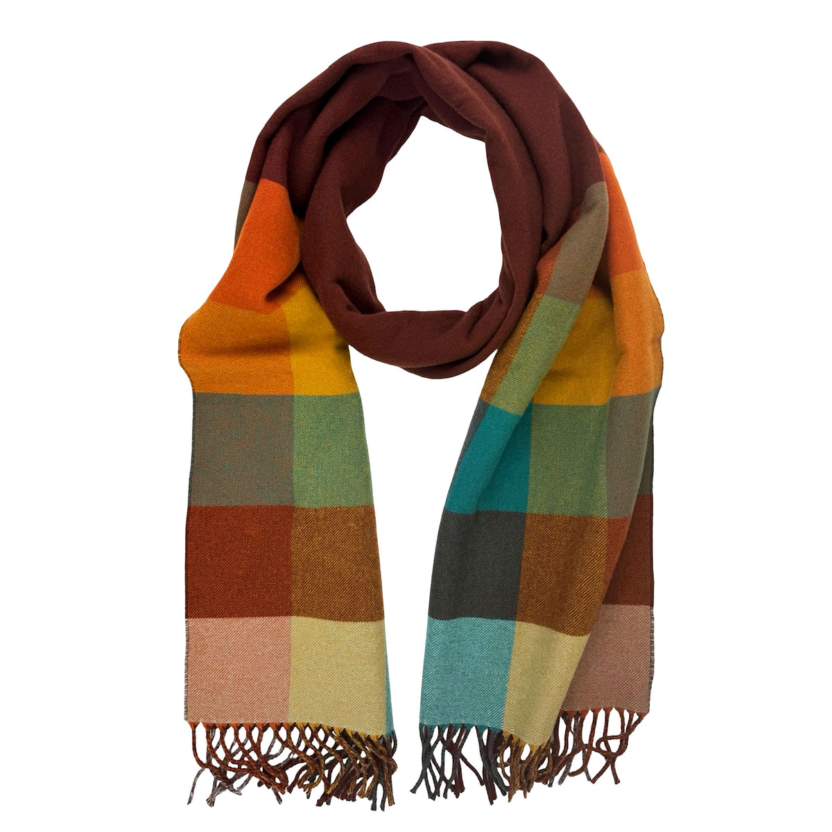 Loro Piana Cashmere Scarf Grande Check Bordeaux