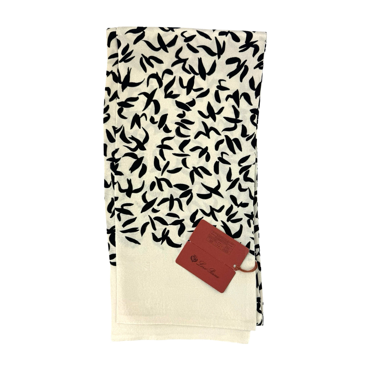 Loro Piana Silk Slim Scarf White Black Shallows