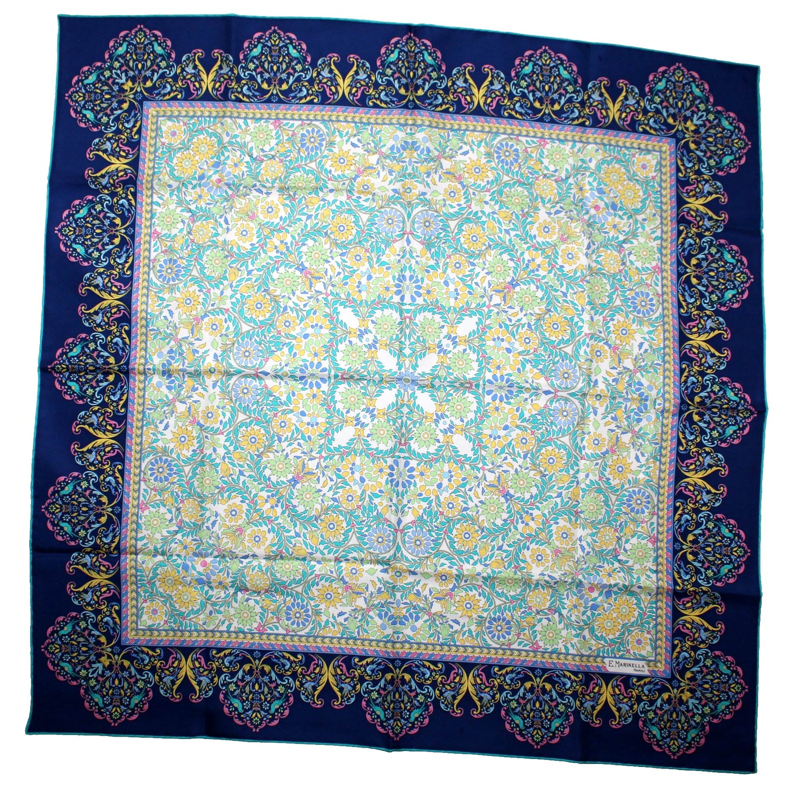 E. Marinella Scarf Dark Blue Pink Aqua