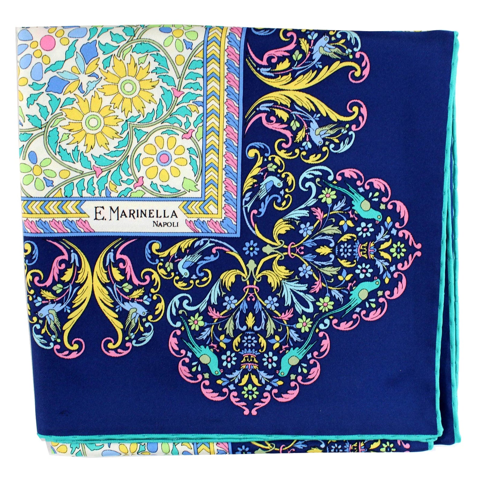 E. Marinella Scarf Dark Blue Pink Aqua