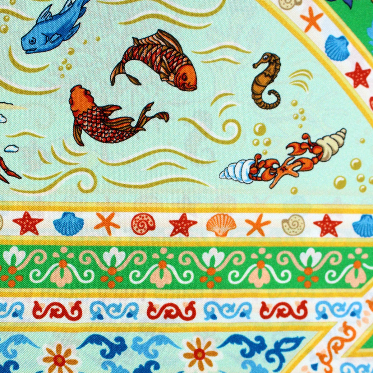 Marinella scarf green design with flowers