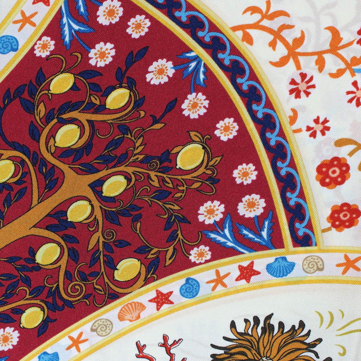 Bordeaux Marine Life &amp; Floral Print