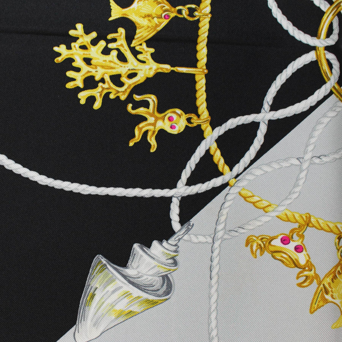 E. Marinella Scarf Gray Black Gold Pink - 26 Inch Square Foulard FINAL SALE