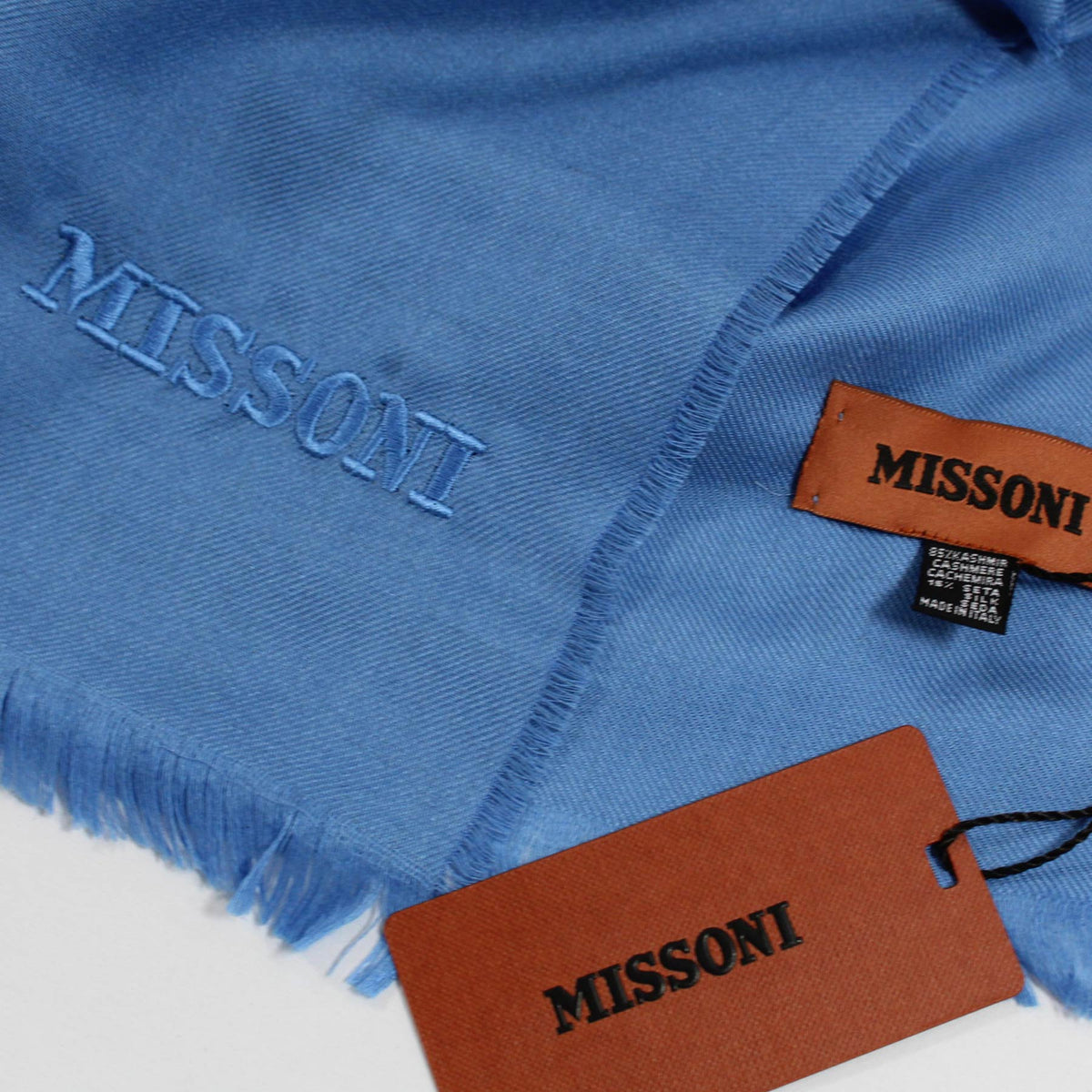 Missoni Scarf Blue Design - Cashmere Silk Designer Shawl